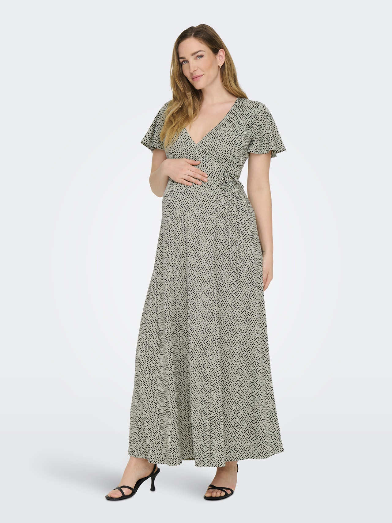ONLY Regular Fit V-hals Lang kjole -Moss Gray - 15304030