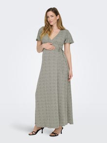 ONLY Regular Fit V-hals Lang kjole -Moss Gray - 15304030