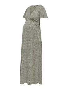 ONLY Mama slå-om maxi kjole -Moss Gray - 15304030