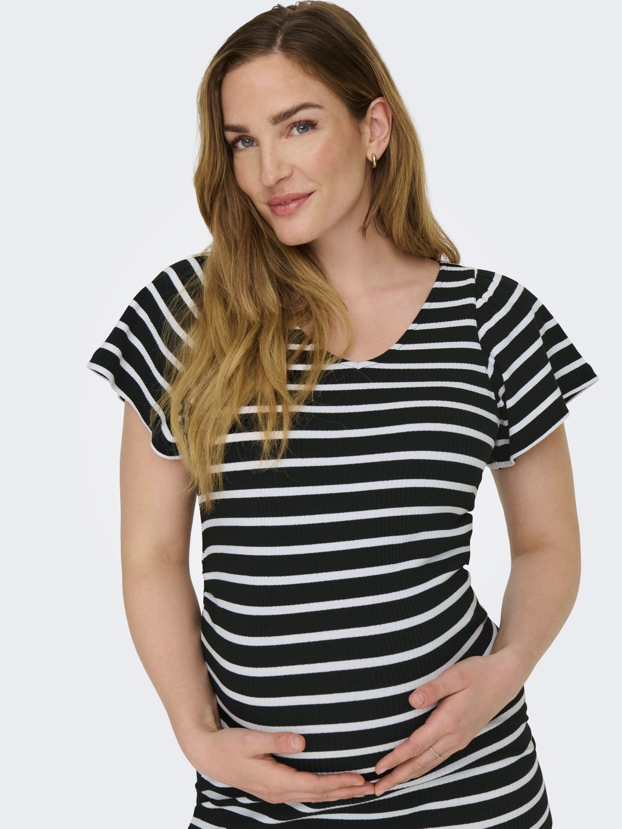 ONLY Locker geschnitten V-Ausschnitt Maternity Kurzes Kleid -Black - 15304031