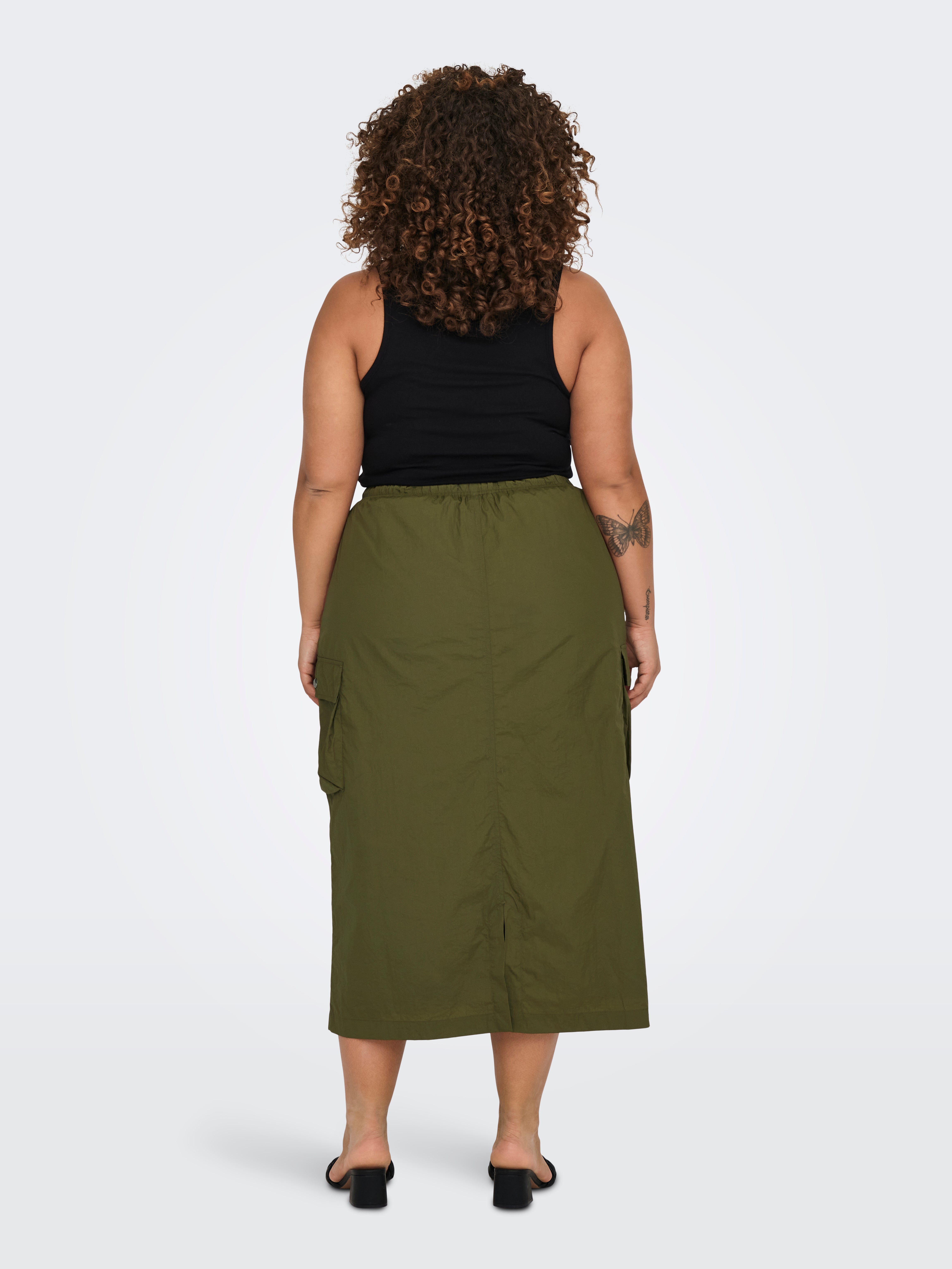 Plus size khaki outlet skirt 90s