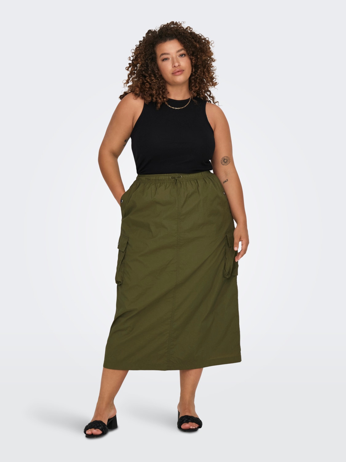 ONLY Curvy cargo skirt -Dark Olive - 15304051