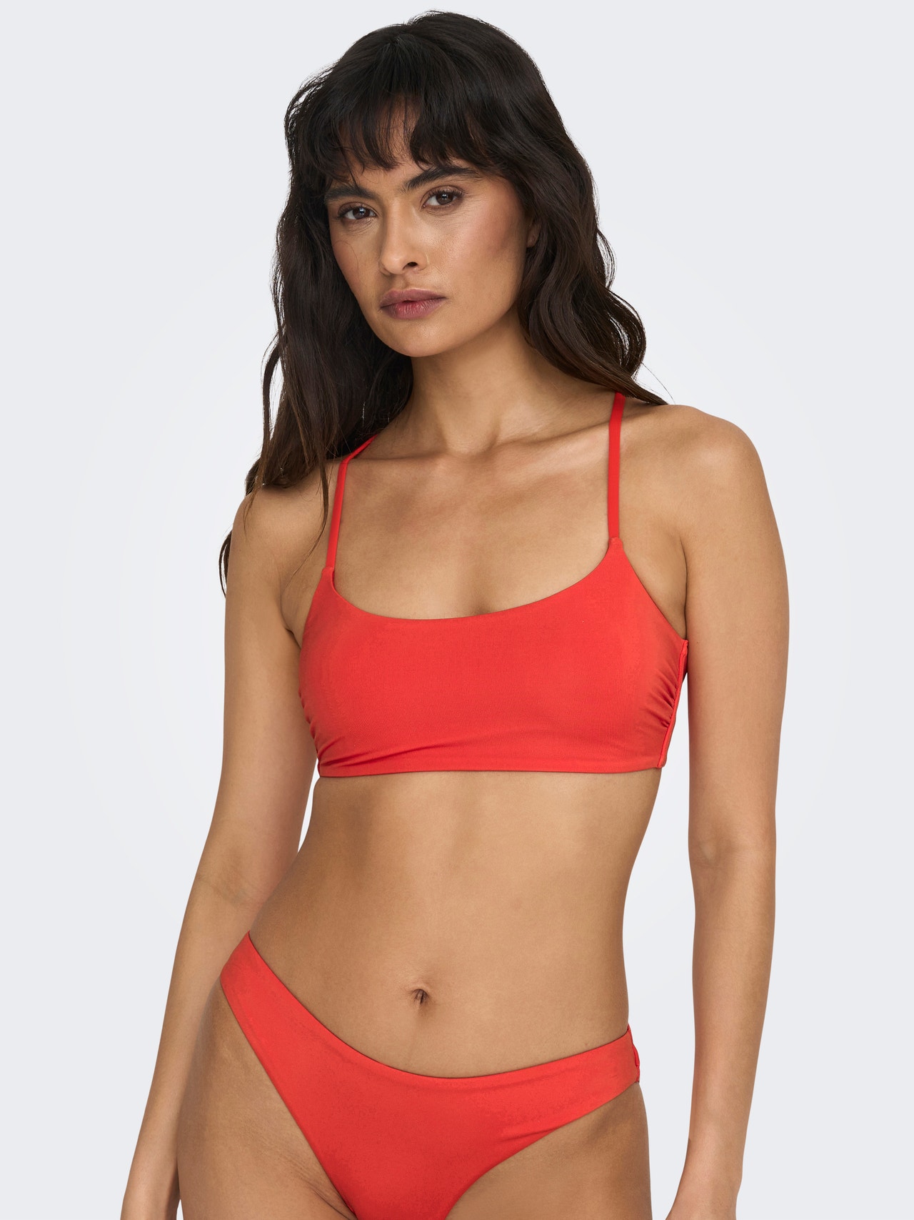 ONLY Niedrige Taille Schmale Träger Bademode -Fiery Red - 15304059
