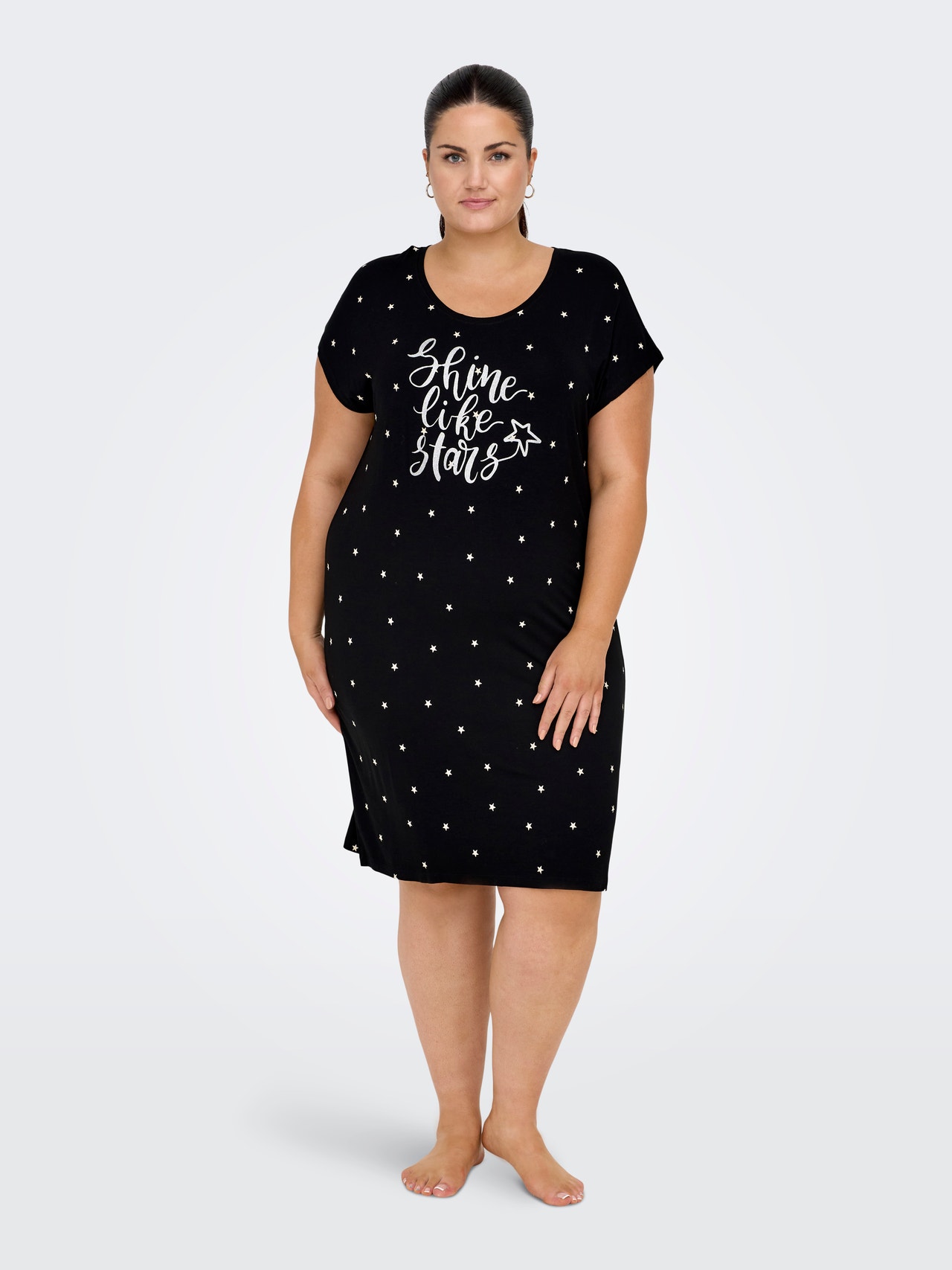 ONLY Curvy mini o-neck night dress -Black - 15304061