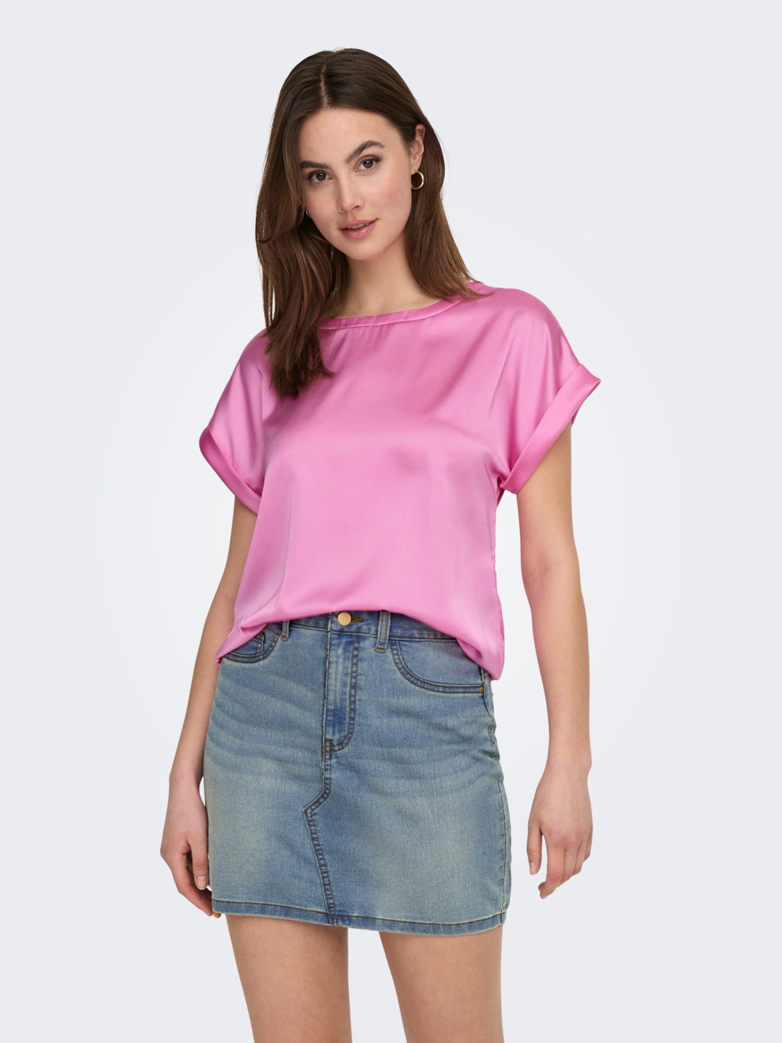 ONLY o-neck top -Fuchsia Pink - 15304077
