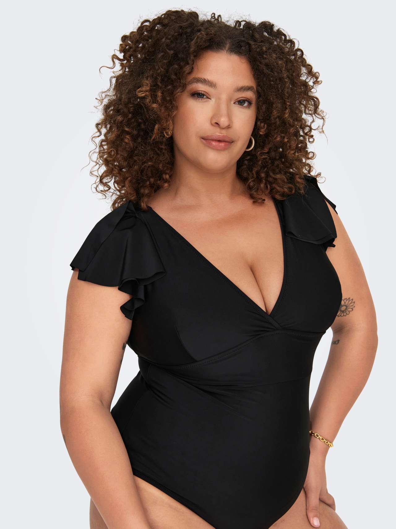 ONLY Curvy Ruffle detailed Swimsuit -Black - 15304082