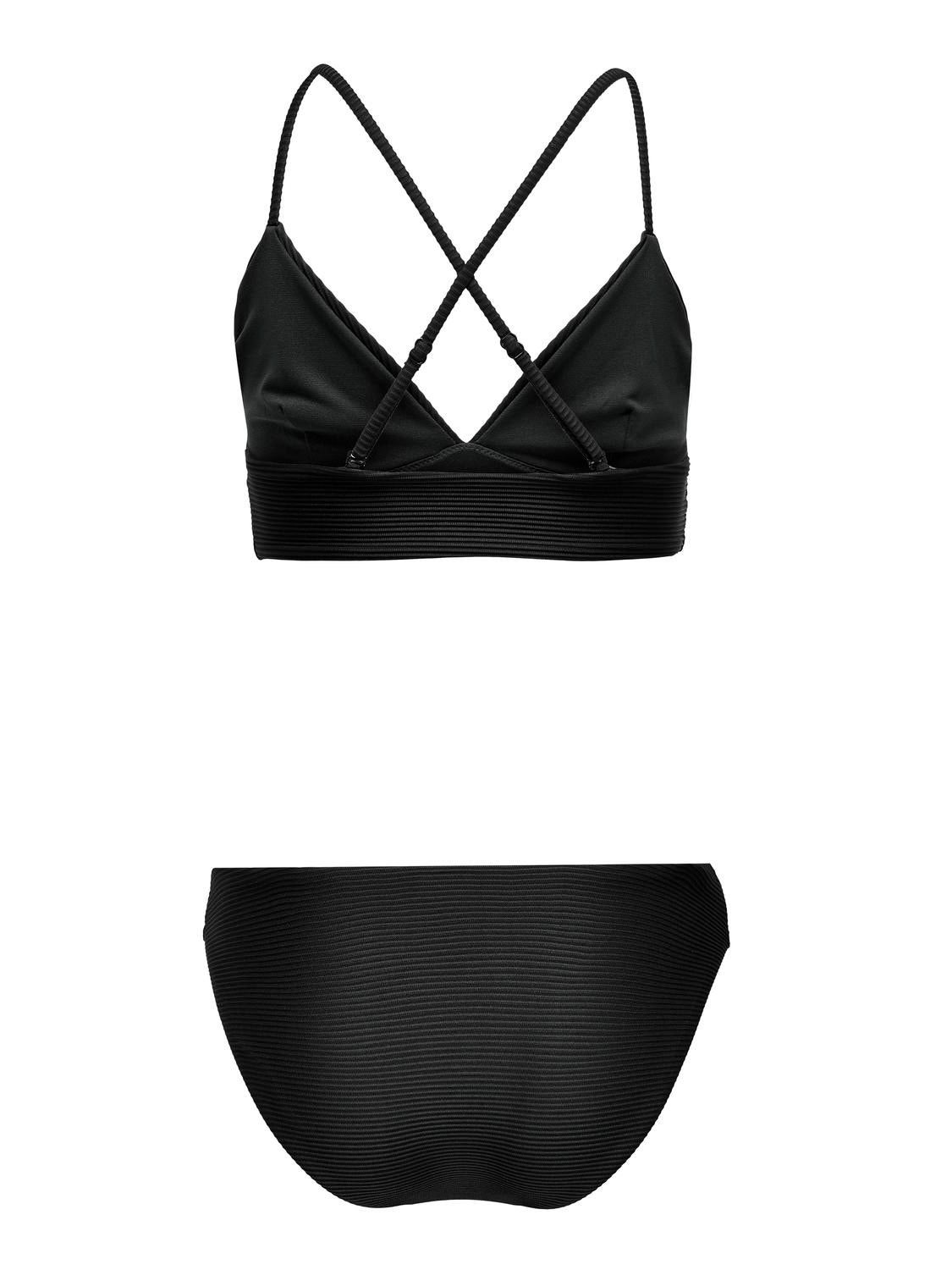 ONLY Solid Colored Bikini Set -Black - 15304100