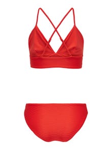 ONLY Solid Colored Bikini Set -Fiery Red - 15304100