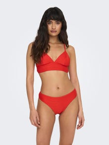 ONLY Ensfarvet Bikini Sæt -Fiery Red - 15304100