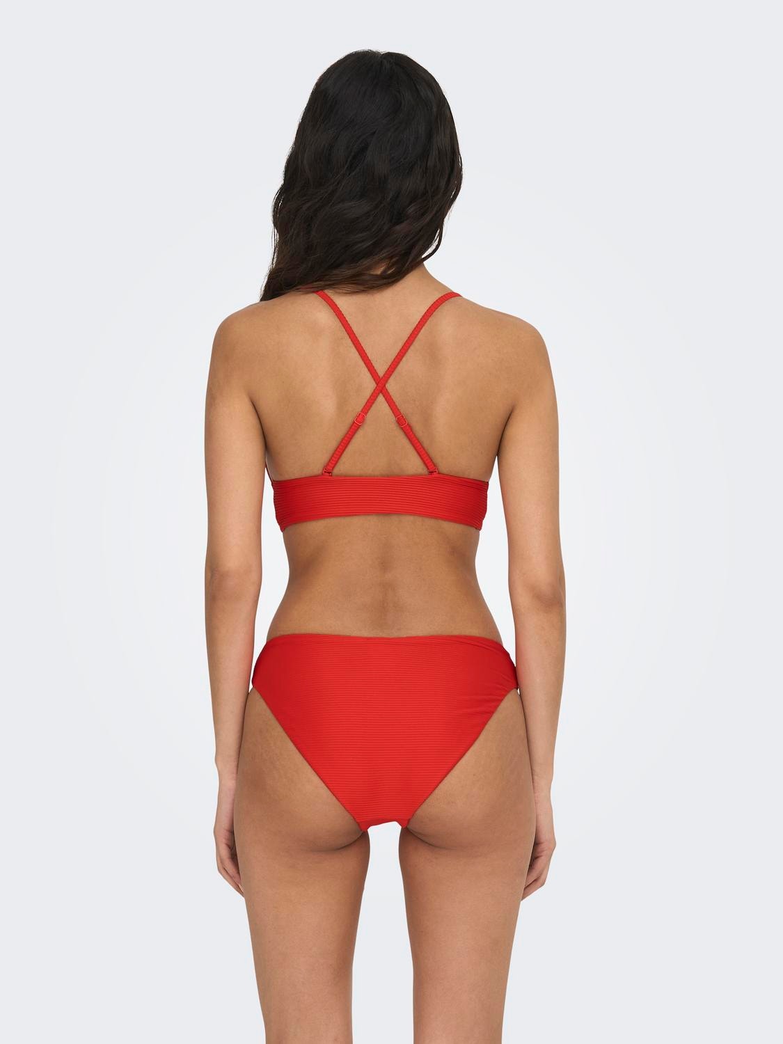 ONLY Solid Colored Bikini Set -Fiery Red - 15304100