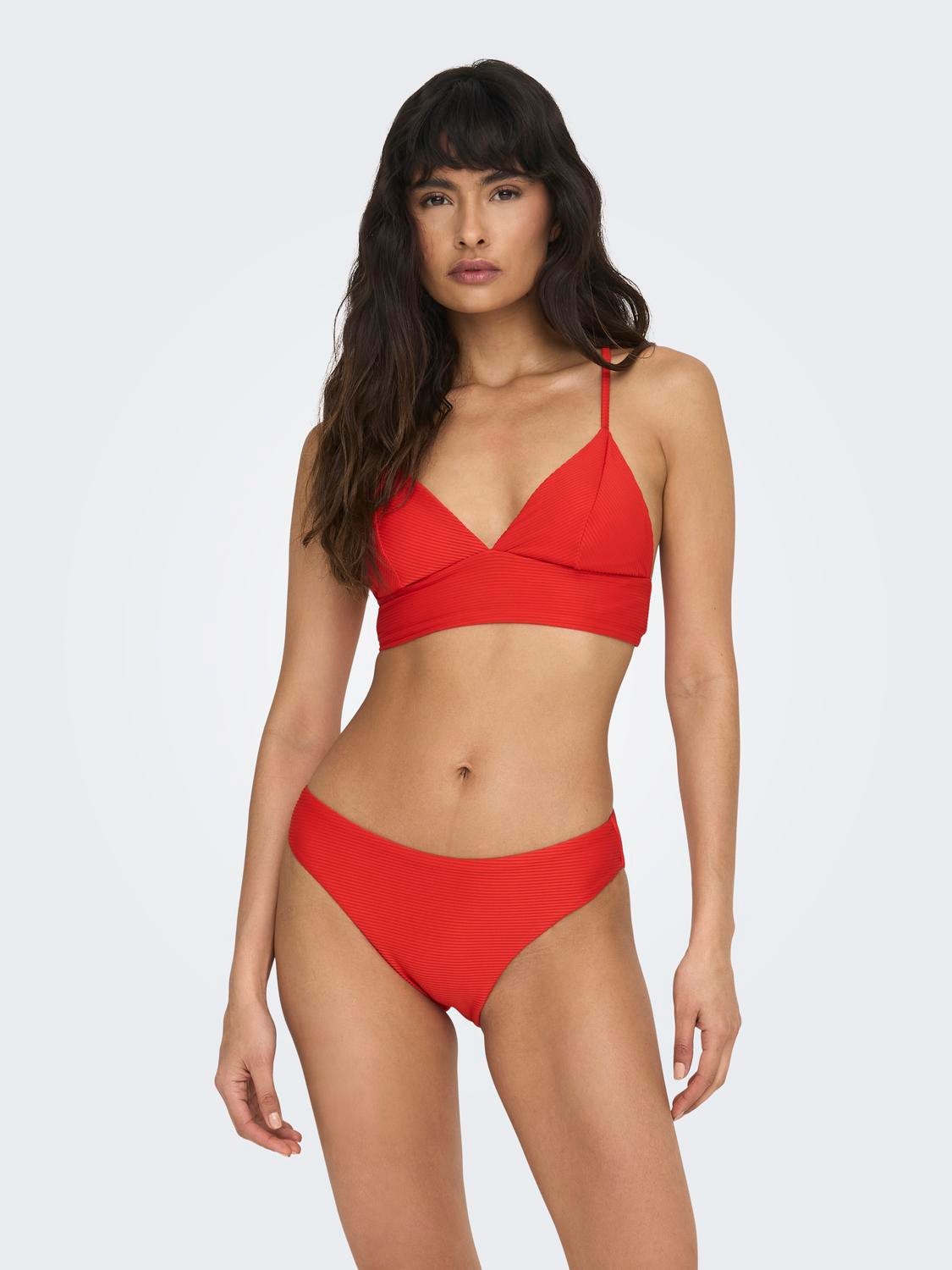 ONLY Ensfarvet Bikini Sæt -Fiery Red - 15304100