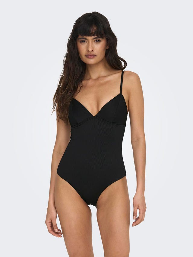 ONLY Solid Colored Rib Swimsuit - 15304104