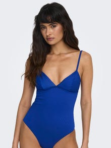 ONLY Solid Colored Rib Swimsuit -Mazarine Blue - 15304104