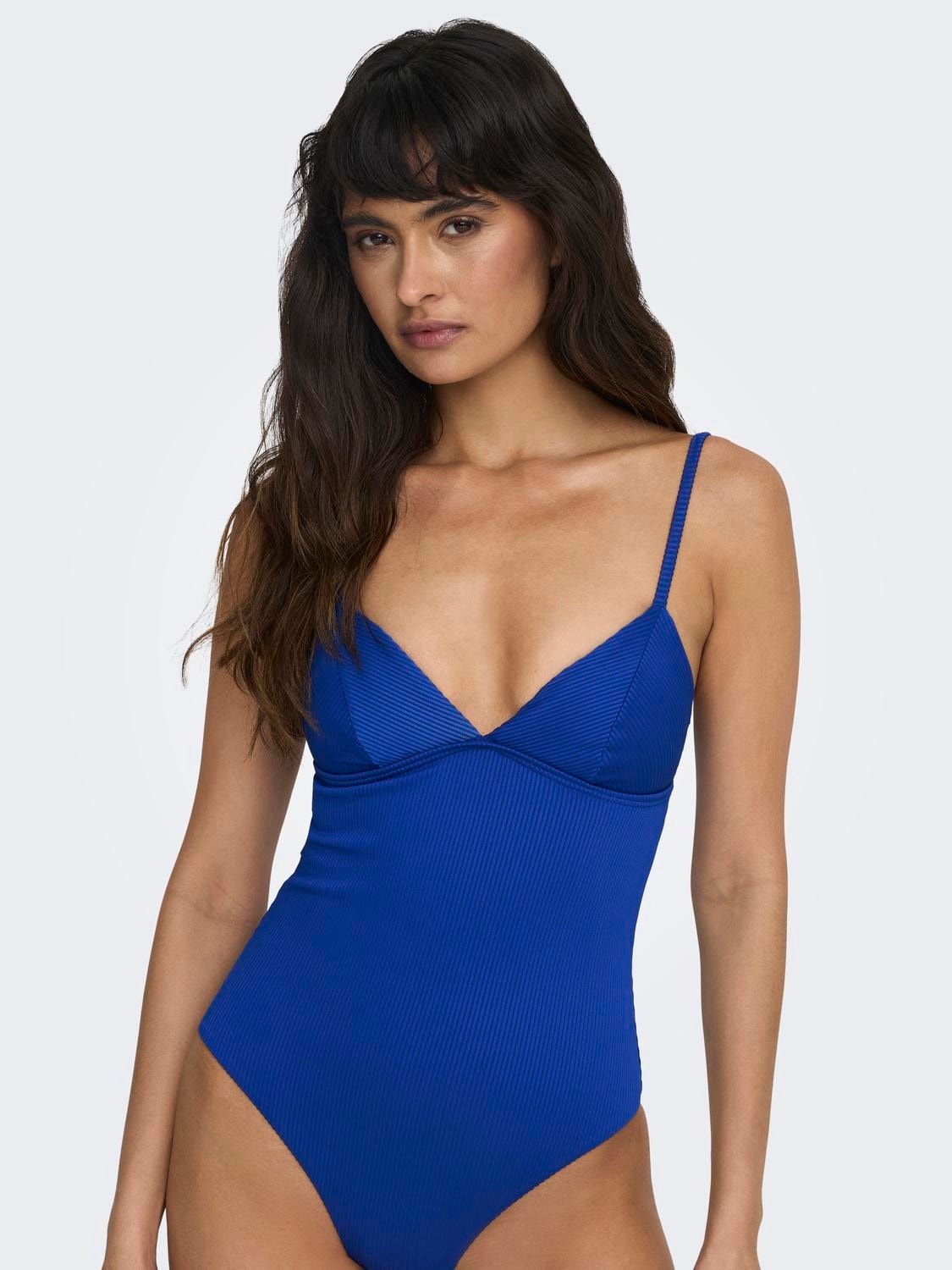 ONLY Solid Colored Rib Swimsuit -Mazarine Blue - 15304104