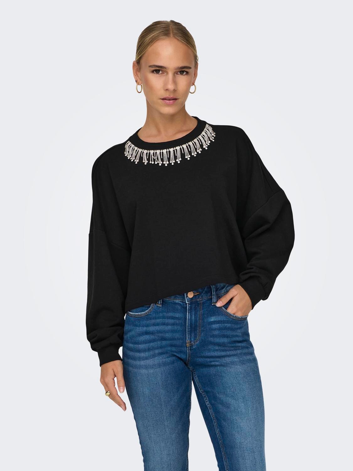 ONLY Regular fit O-hals Sweatshirt -Black - 15304120