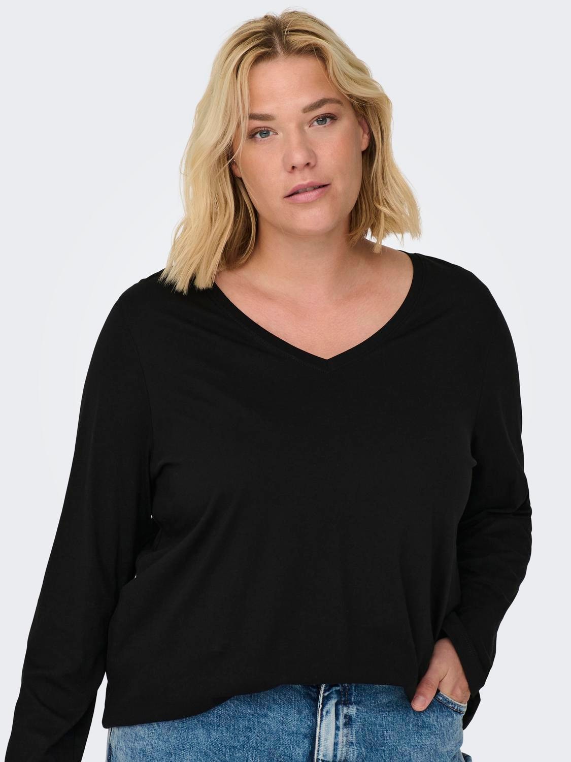 ONLY Regular fit V-Hals T-shirts -Black - 15304124