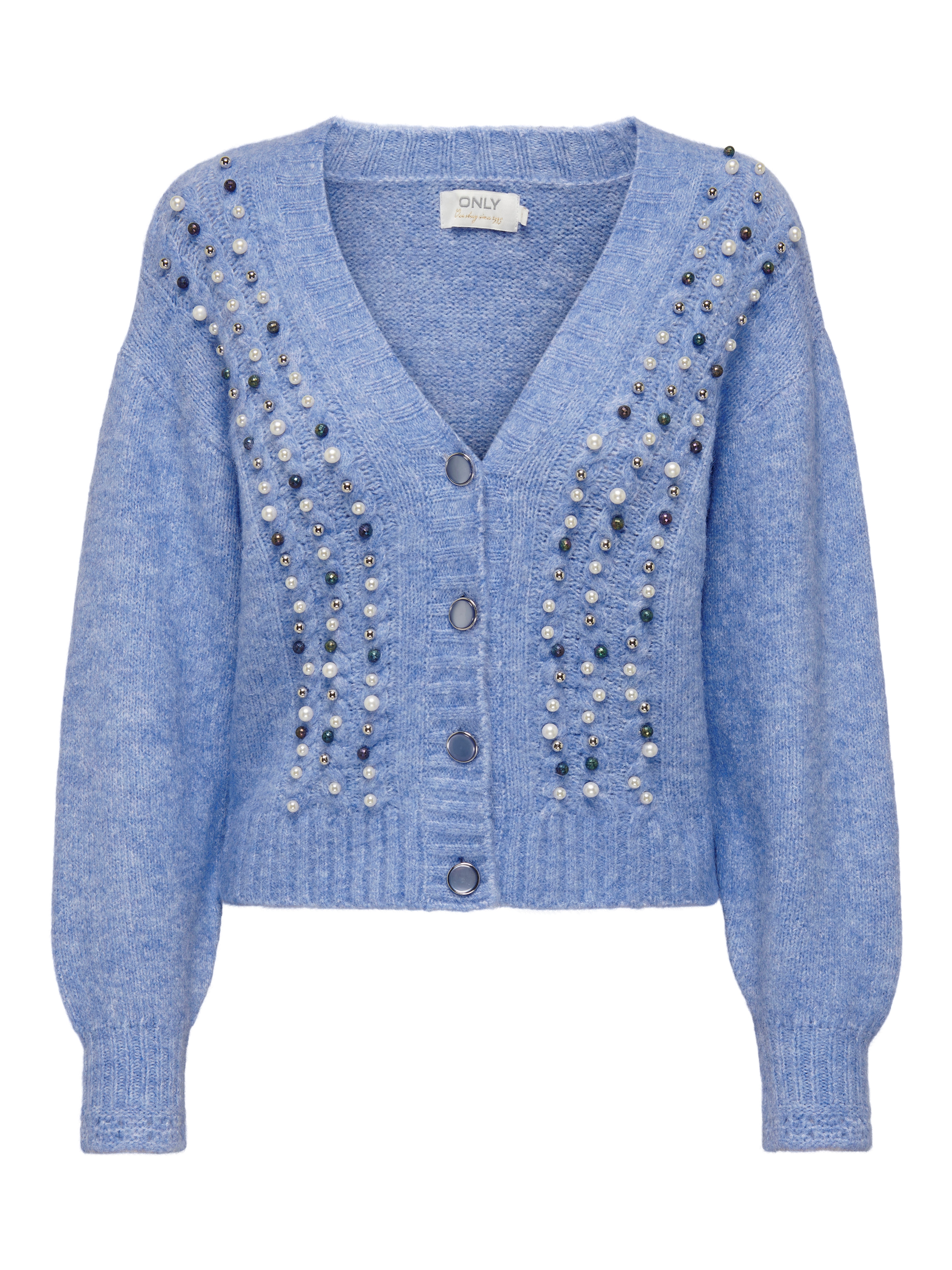 Cardigan in Maglia Scollo a V | Medium Blue | ONLY®