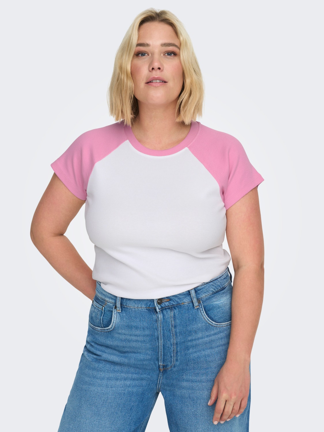 ONLY Curvy contrast color top -White - 15304172