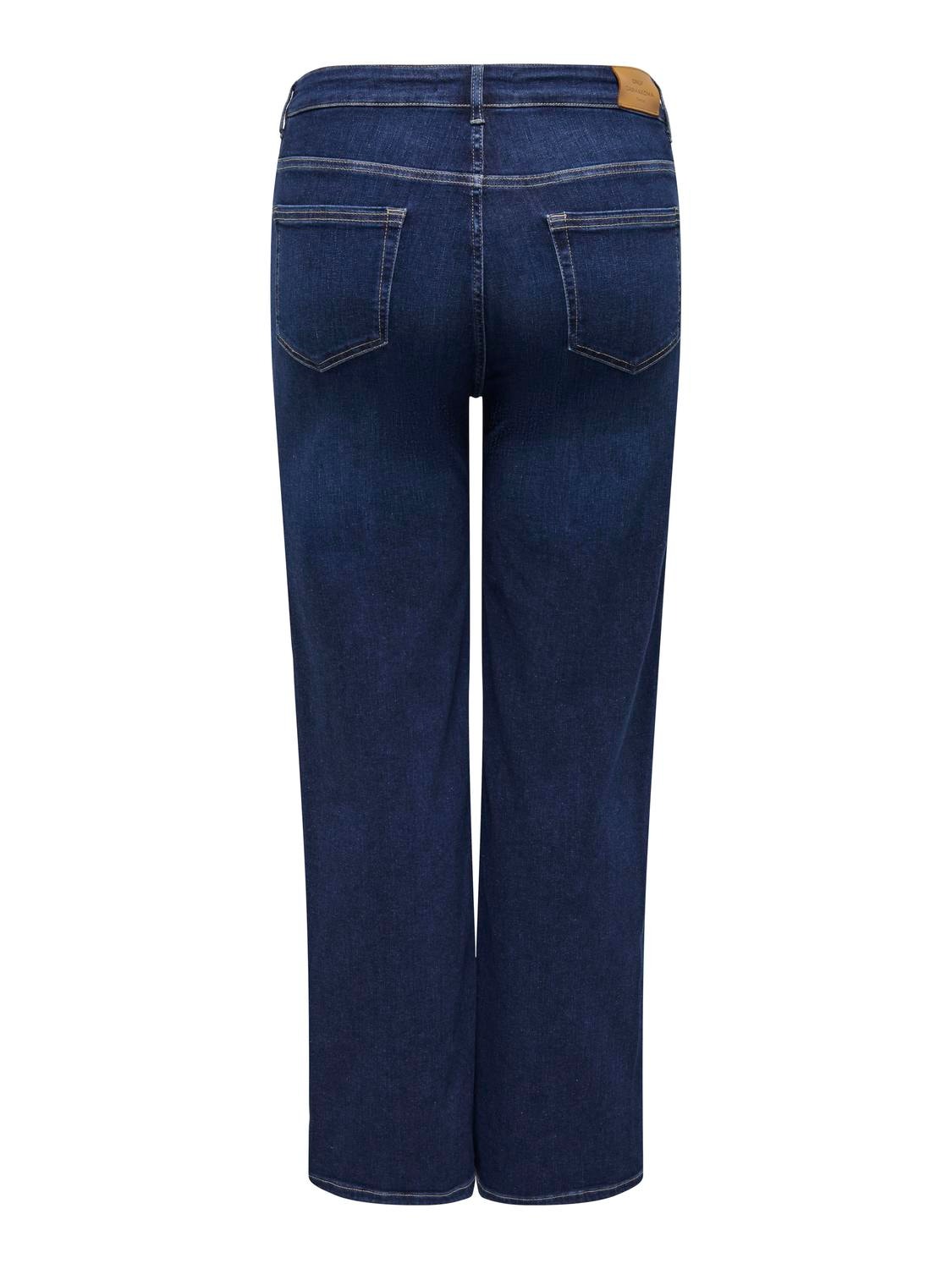 ONLY carwilly hw wide jeans cro noos -Dark Blue Denim - 15304225