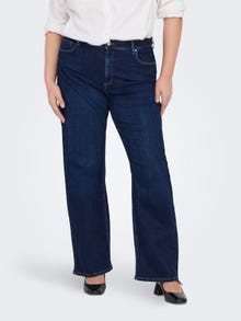 ONLY Wide leg fit High waist Curve Jeans -Dark Blue Denim - 15304225