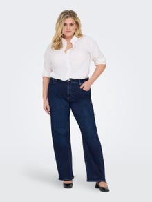 ONLY Weiter Beinschnitt Hohe Taille Curve Jeans -Dark Blue Denim - 15304225
