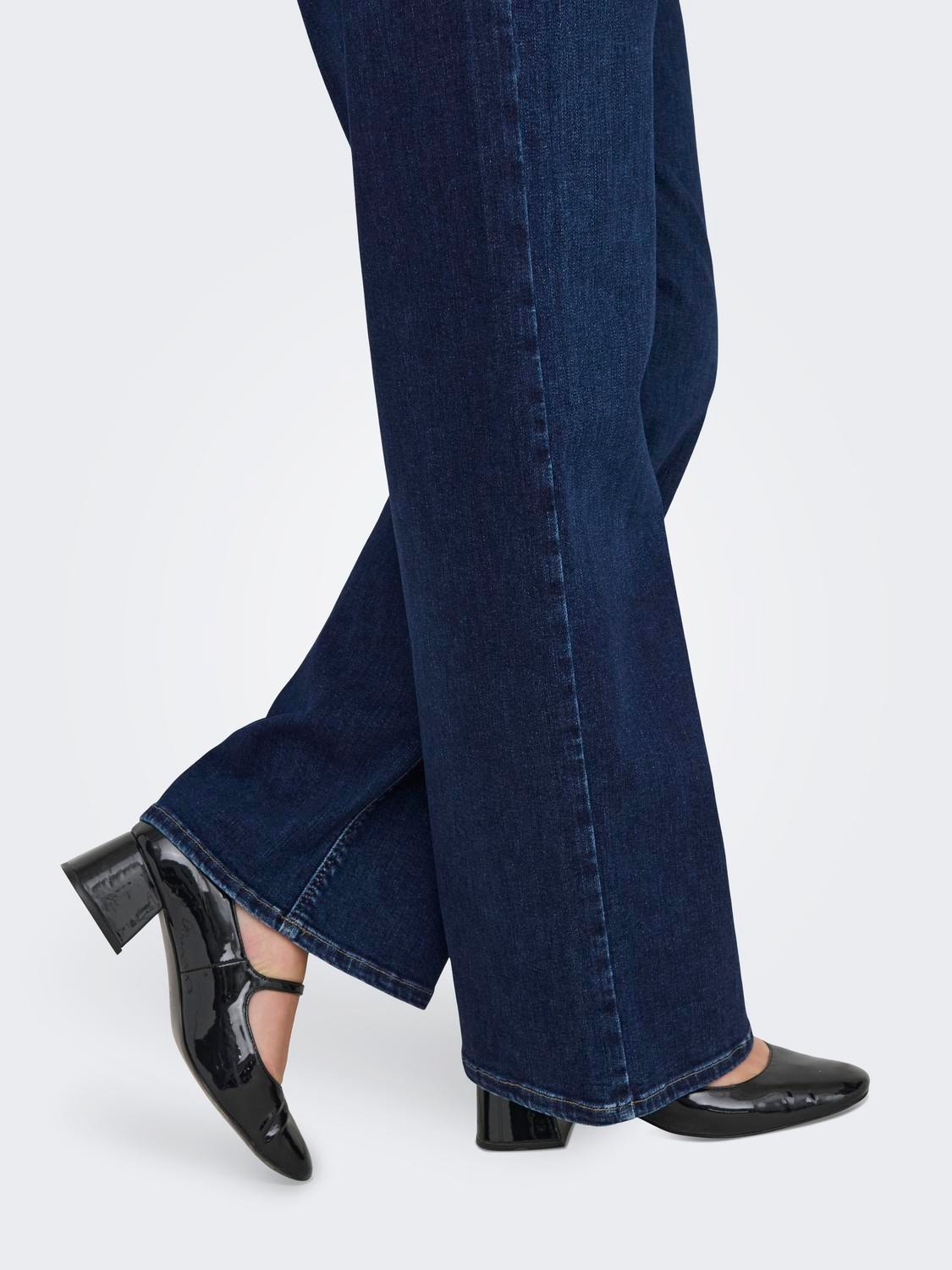 ONLY Weiter Beinschnitt Hohe Taille Curve Jeans -Dark Blue Denim - 15304225