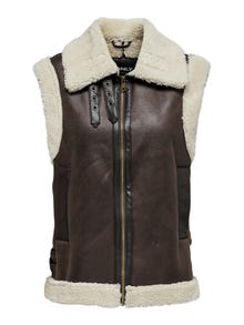 ONLY Faux leather Waistcoat -Mole - 15304239