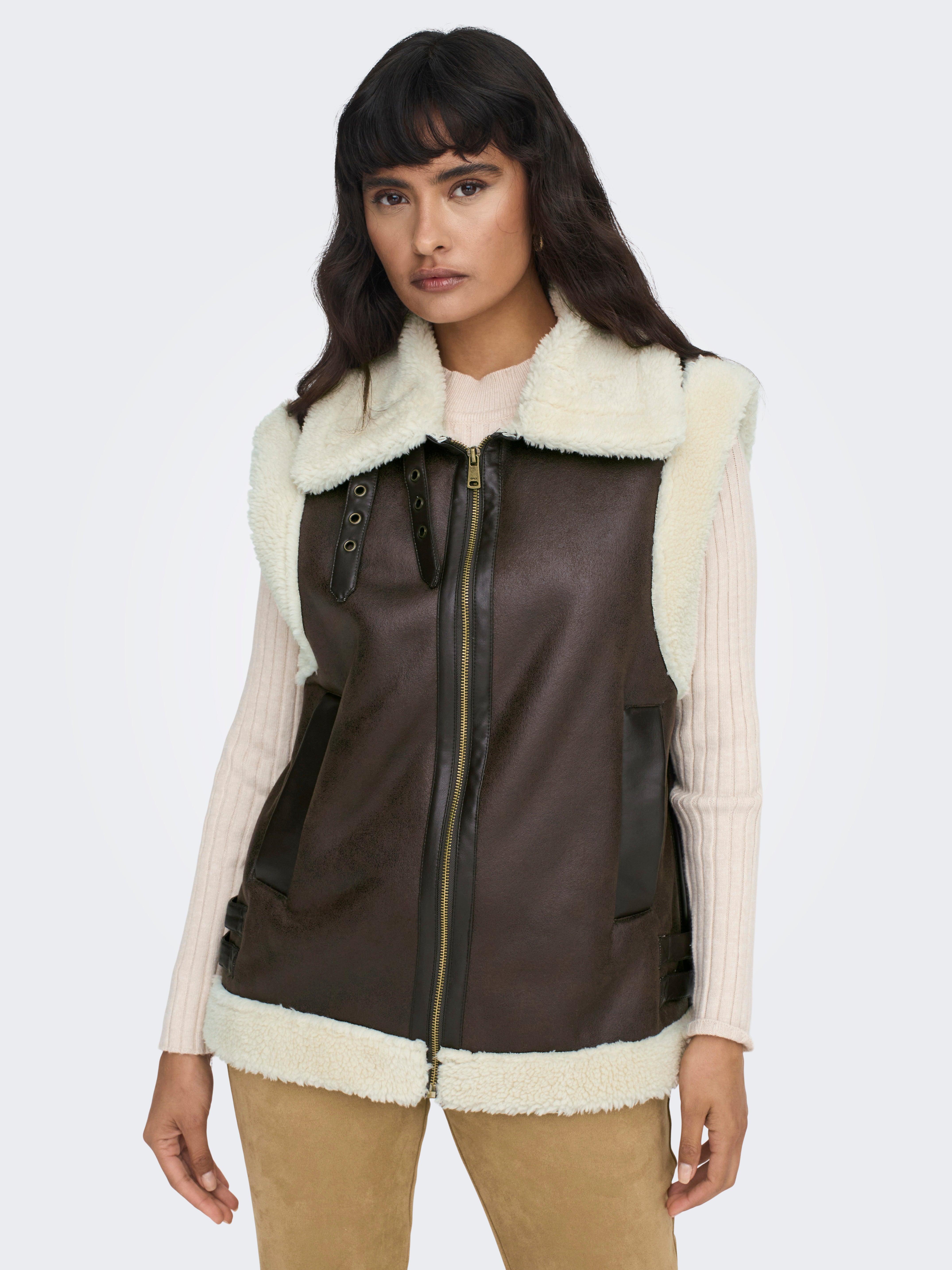 Only ONLVERA FAUX LEATHER WAISTCOAT Zwart - Gratis levering