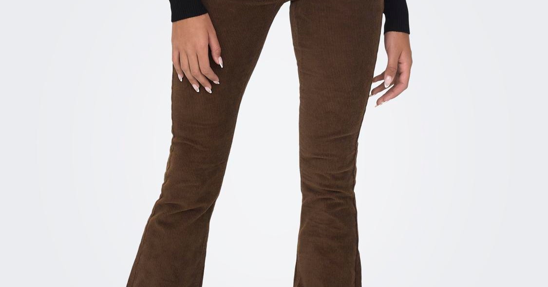 Sweet flared corduroy trousers, Medium Brown