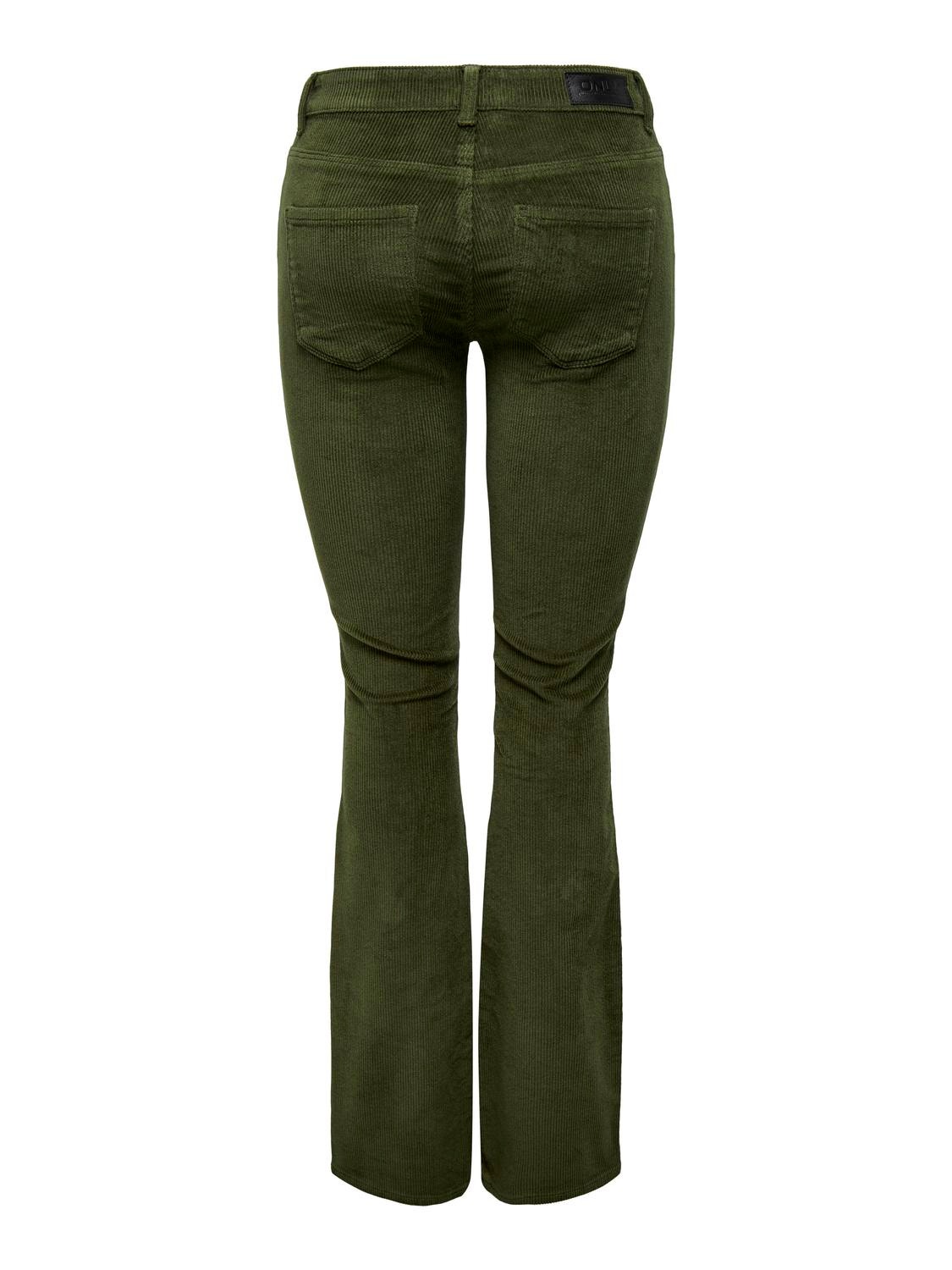ONLY Sweet flared corduroy bukser -Olive Night - 15304256