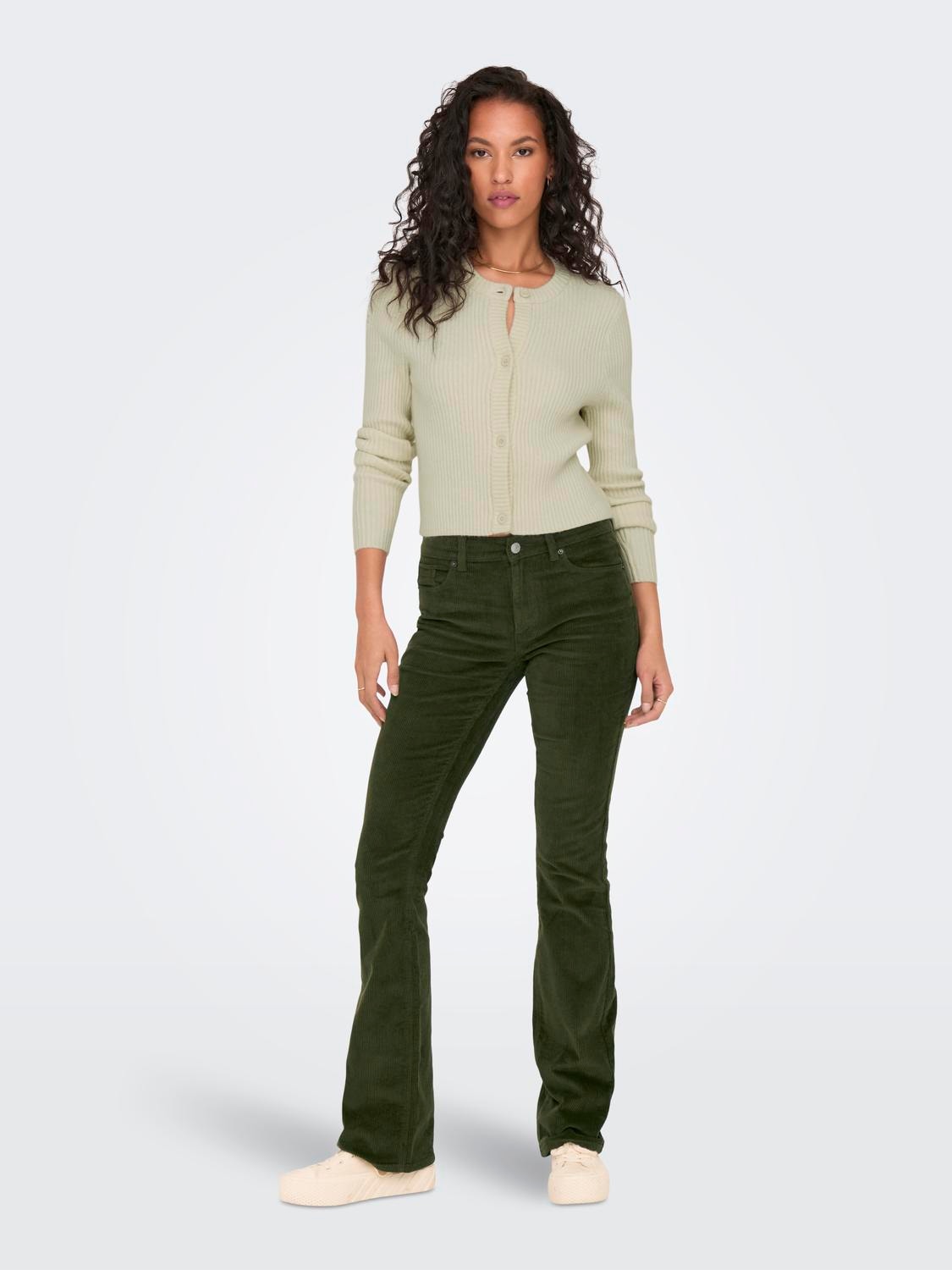 ONLY Sweet flared corduroy bukser -Olive Night - 15304256