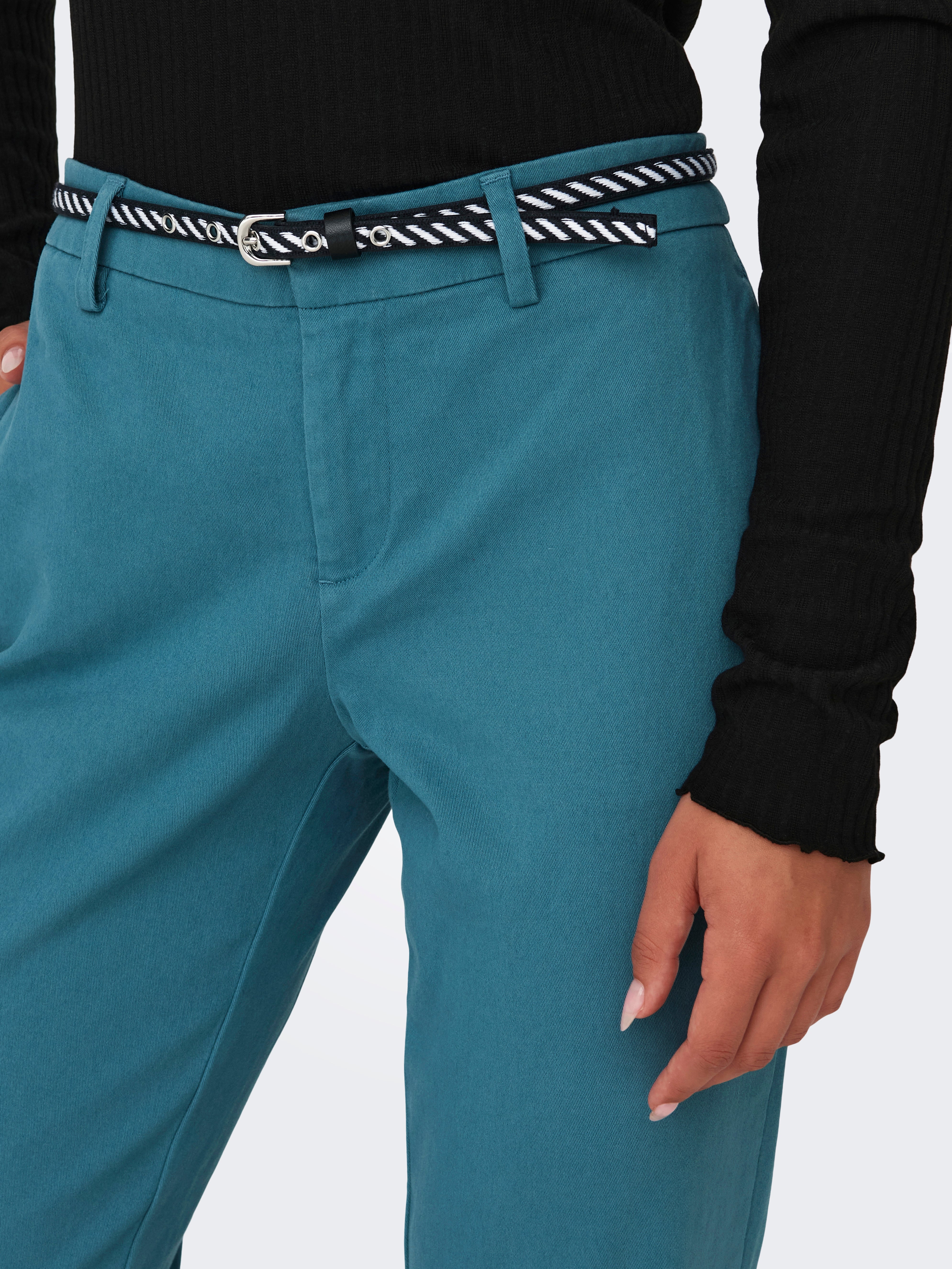 ONLBIANA-MAREE Mittlere Taille Slim Fit Chino Hose | Mittelblau  