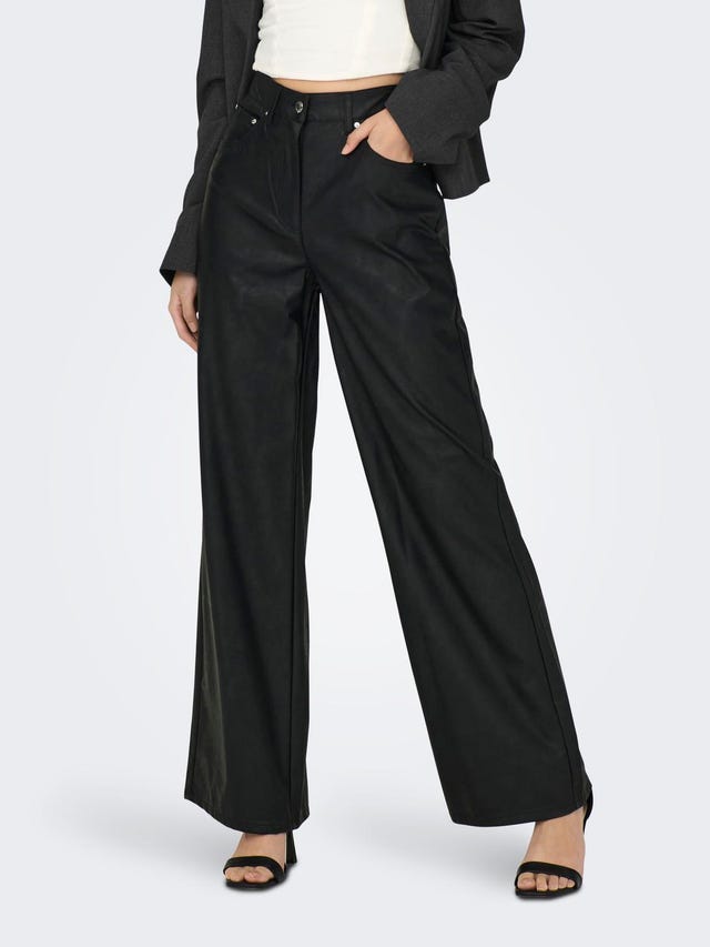 Wide Leg Pants for Women Versatile Straight Tube High Waisted Commuting  Button Up Straight Leg Trousers Fall Pant, J1-black, Small : :  Clothing, Shoes & Accessories