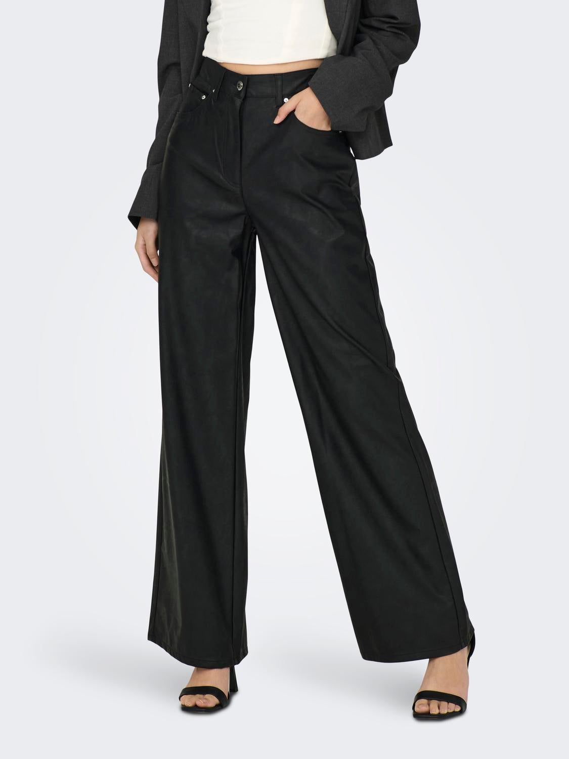 Straight Fit High waist Trousers | Black | ONLY®