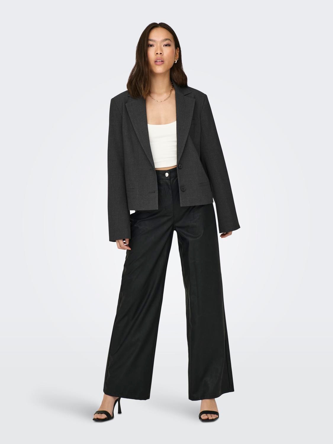 ONLY Faux leather trousers -Black - 15304258