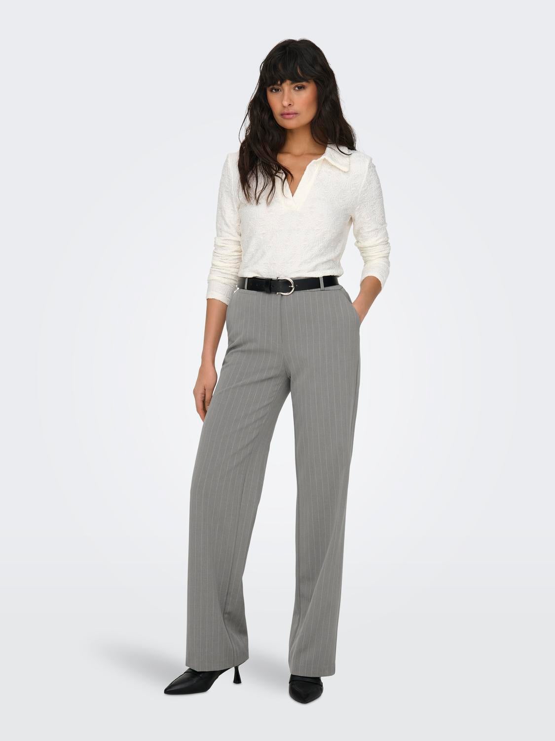 Straight Fit Mid waist Trousers