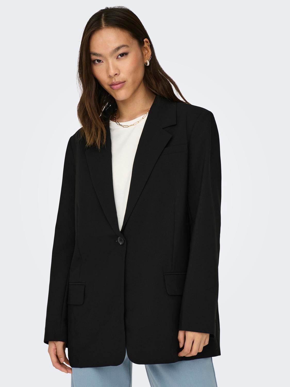 Womens oversized hot sale black blazer