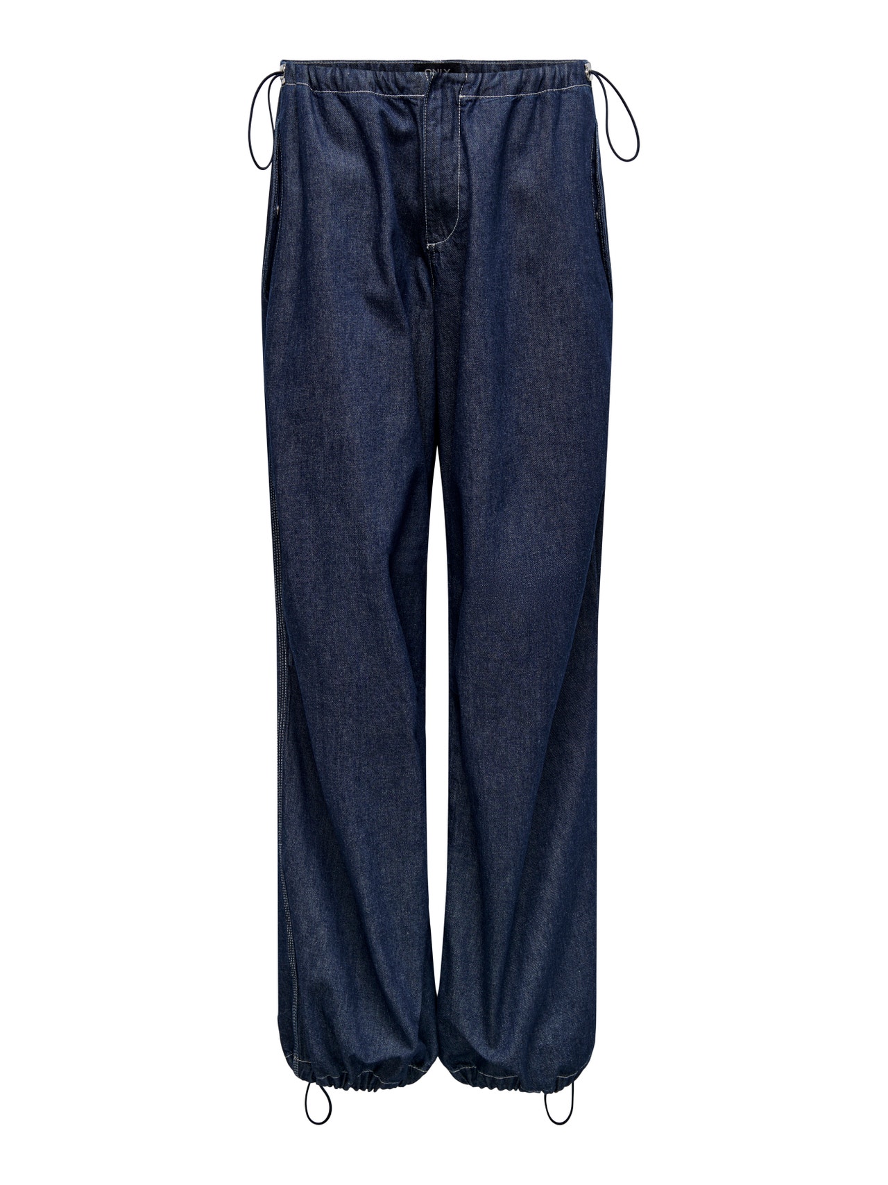 ONLY Jeans Baggy Fit Taille classique Cordon de réglage -Dark Blue Denim - 15304285