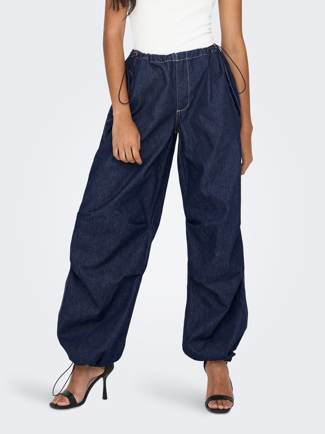 ONLY Parachute Denim Pants -Dark Blue Denim - 15304285