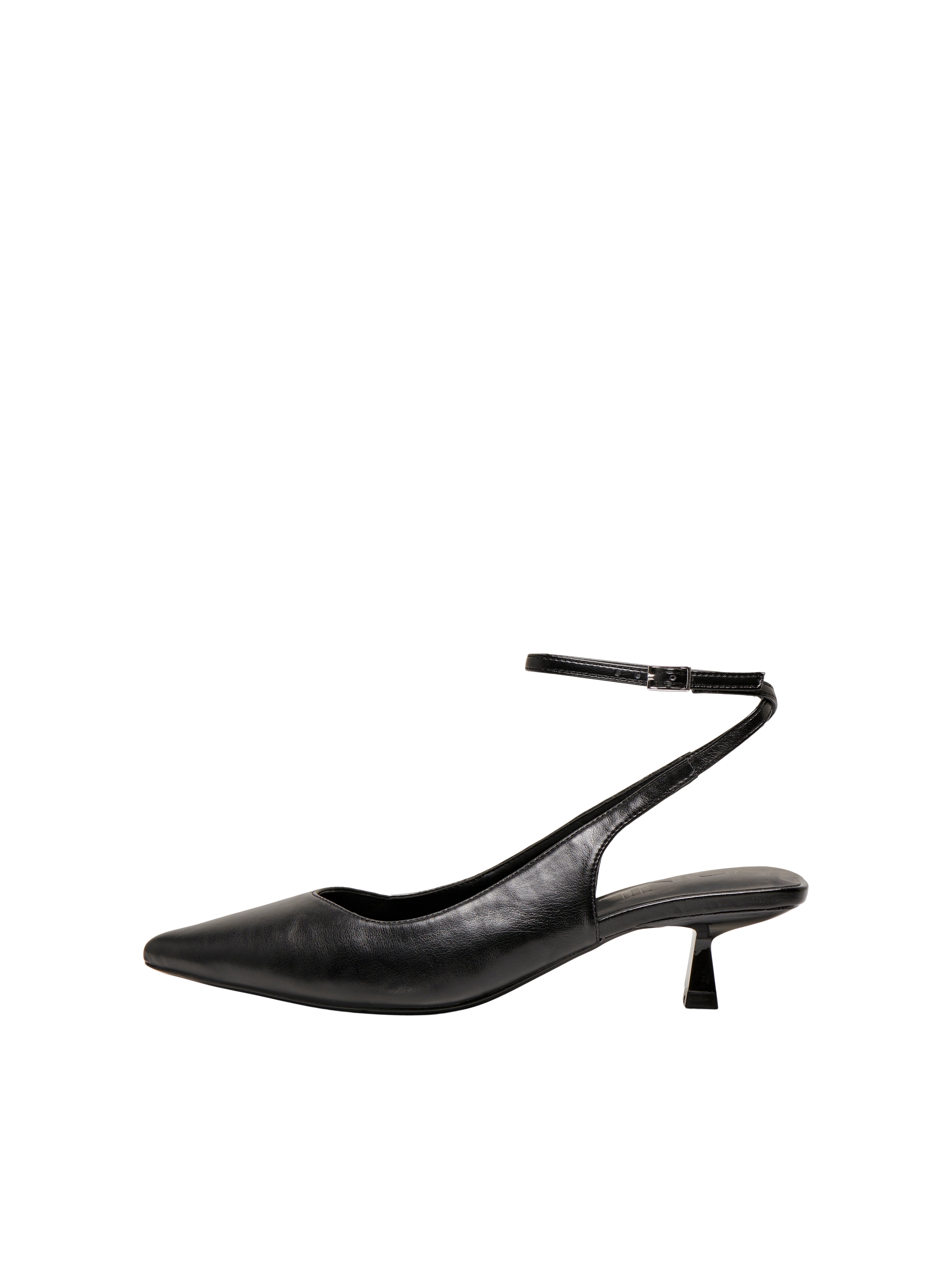 Black high heels elegant shoes with slightly pointed toe tip