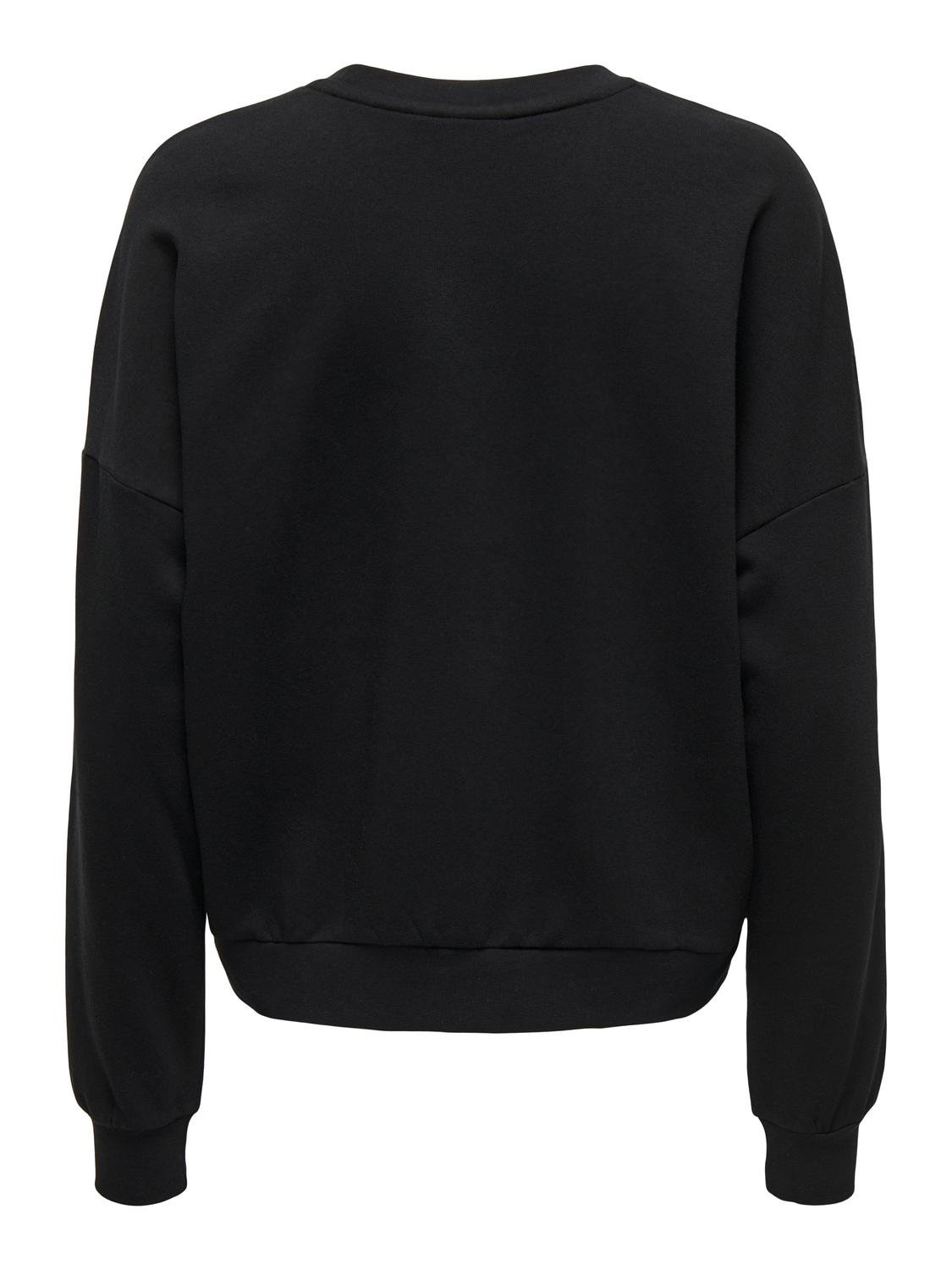 ONLY O-neck sweatshirt with print -Black - 15304312
