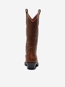 ONLY Faux leather cowboy boots -Brown Stone - 15304379
