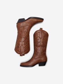 ONLY Faux leather cowboy boots -Brown Stone - 15304379