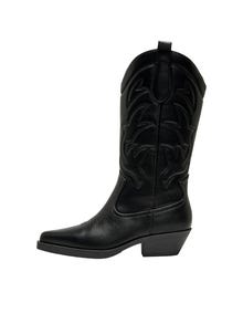 ONLY Faux leather cowboy boots -Black - 15304379