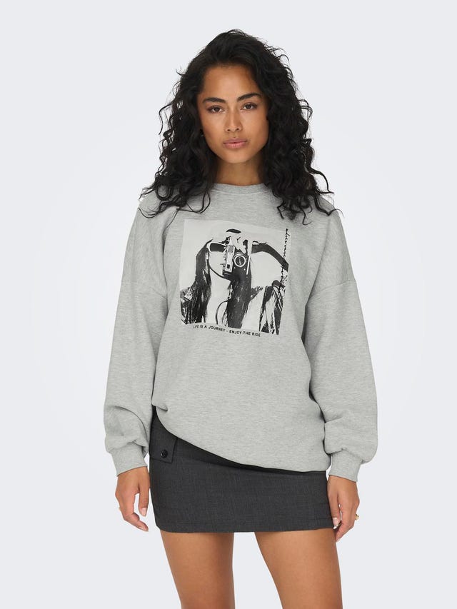 ONLY o-hals sweatshirt med print - 15304442