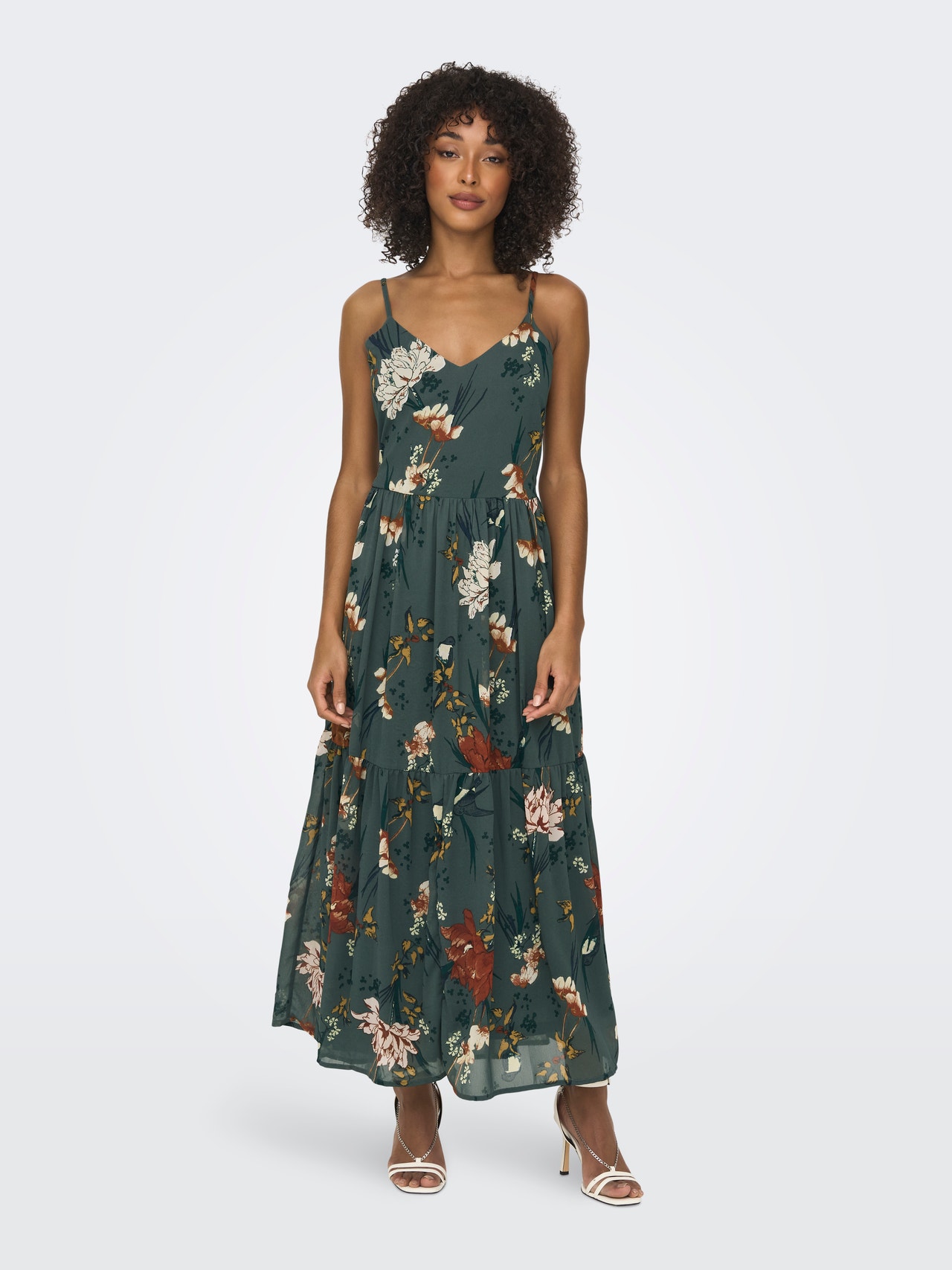 ONLY Maxi kjole med v-hals og strop -Balsam Green - 15304531
