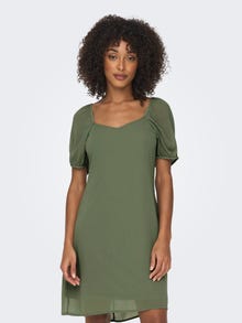 ONLY Mini Dress With Square Neck and Puff Sleeves -Sea Spray - 15304533