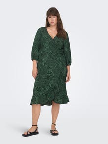 ONLY Curvy midi wrap dress -Dark Ivy - 15304534