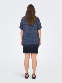ONLY Curvy printed top with short sleeves -Vintage Indigo - 15304541