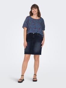 ONLY Curvy printed top with short sleeves -Vintage Indigo - 15304541